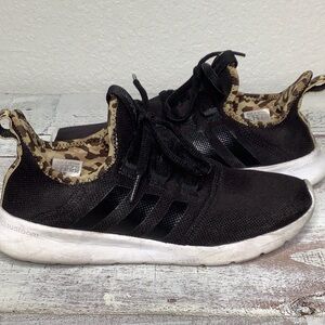 Adidas Women’s Cloudfoam Pure Black and Brown Animal Print Sneakers Size 7 1/2